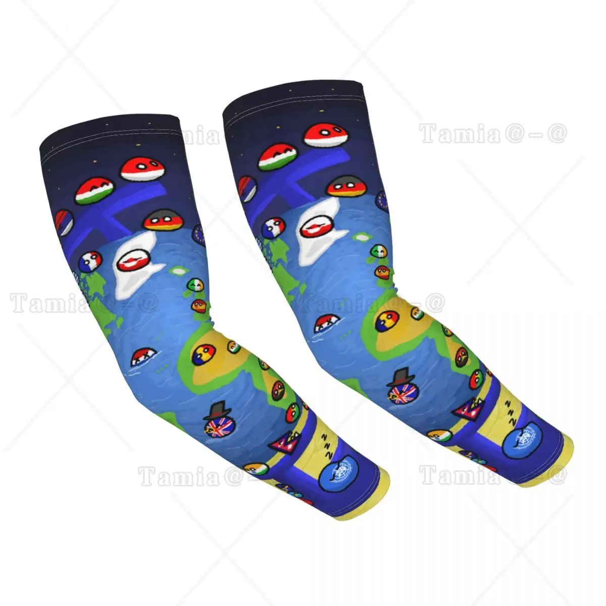 Custom Polandballs Countryballs Cartoon Art Comics Arm Sleeves Warmer Men UV Sun Protection Tattoo Cover Up Sports Compression
