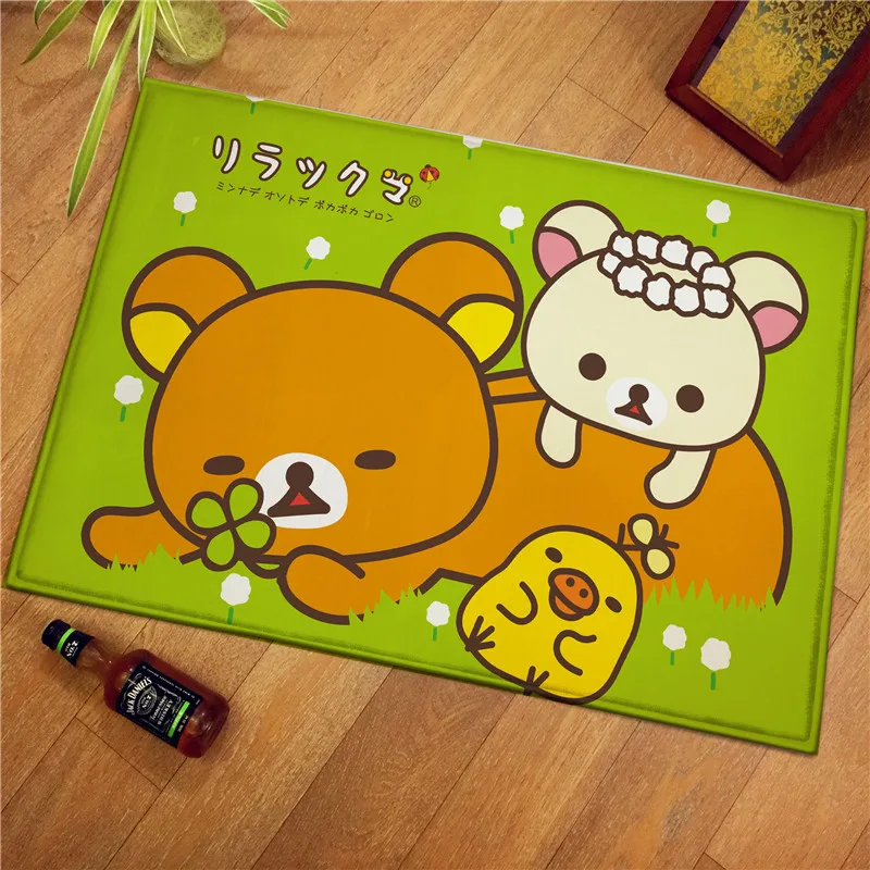 Kawaii Rilakkuma السجاد جديد لطيف الاسترخاء الدب الحمام حصيرة غرفة نوم الاطفال غرفة المعيشة عدم الانزلاق السجاد هدية تزيين المنزل المبيعات الساخنة