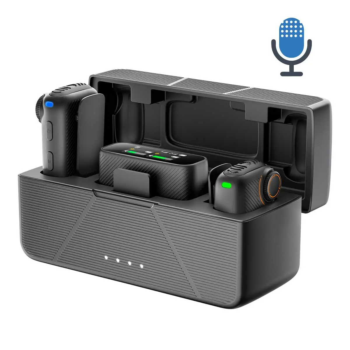 

Wireless Lavalier Microphone with AI Noise Cancellation, 150m Long-Range Transmission, Clip-On Mic for Clear Audio Recording