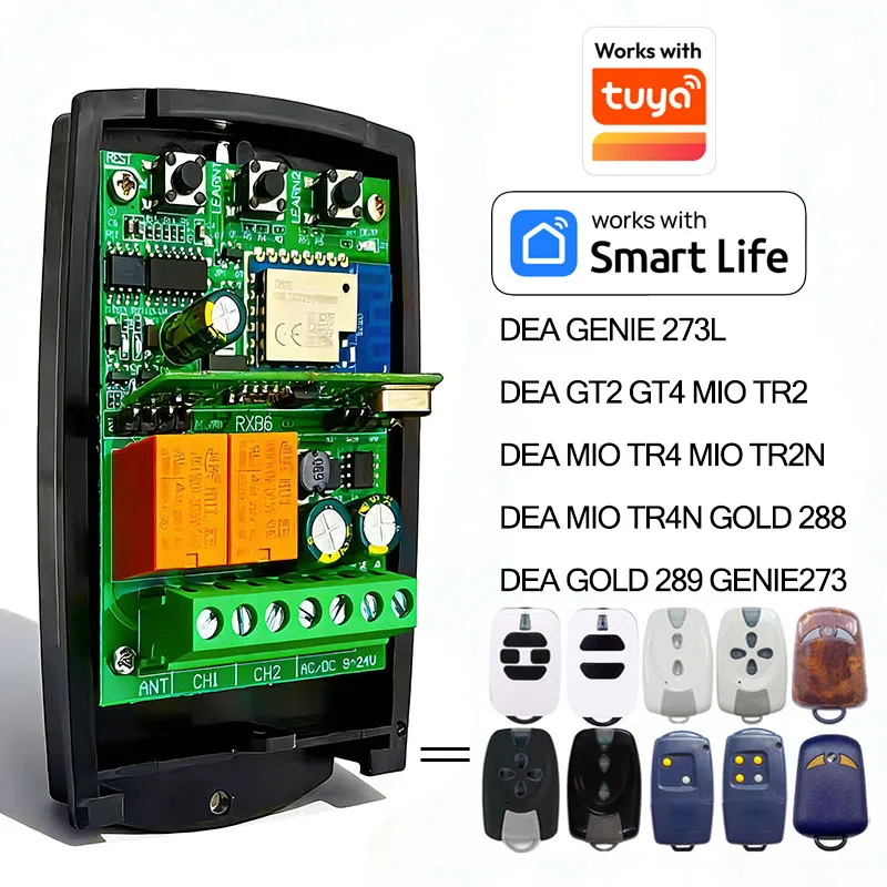 Compatible avec le récepteur Wi-Fi intelligent TUYA DEA GT2 GT4 GTI2 GTI4 GT2N GT4N GT2M MIO TD2 TR2 TR2N GENIE 273 Télécommande de garage 433MHz