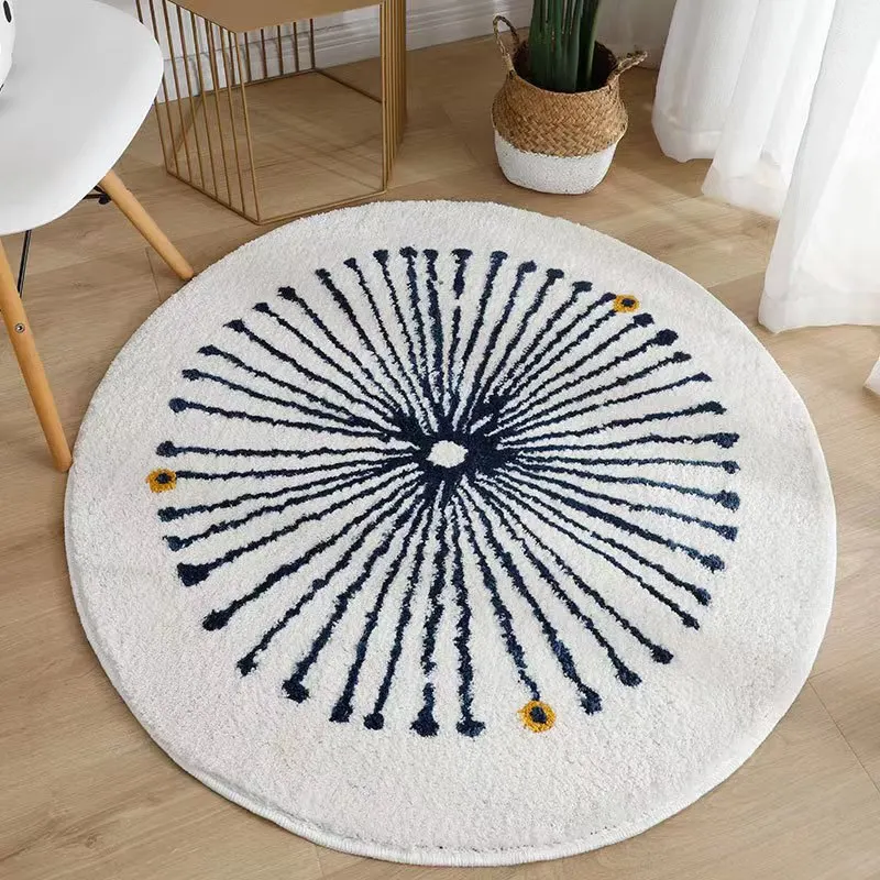 Simple Lines Thickened Round Carpet Bedroom Hanging Basket Rocking Chair Dressing Table Carpets Fluffy Comfortable Non Slip Rug