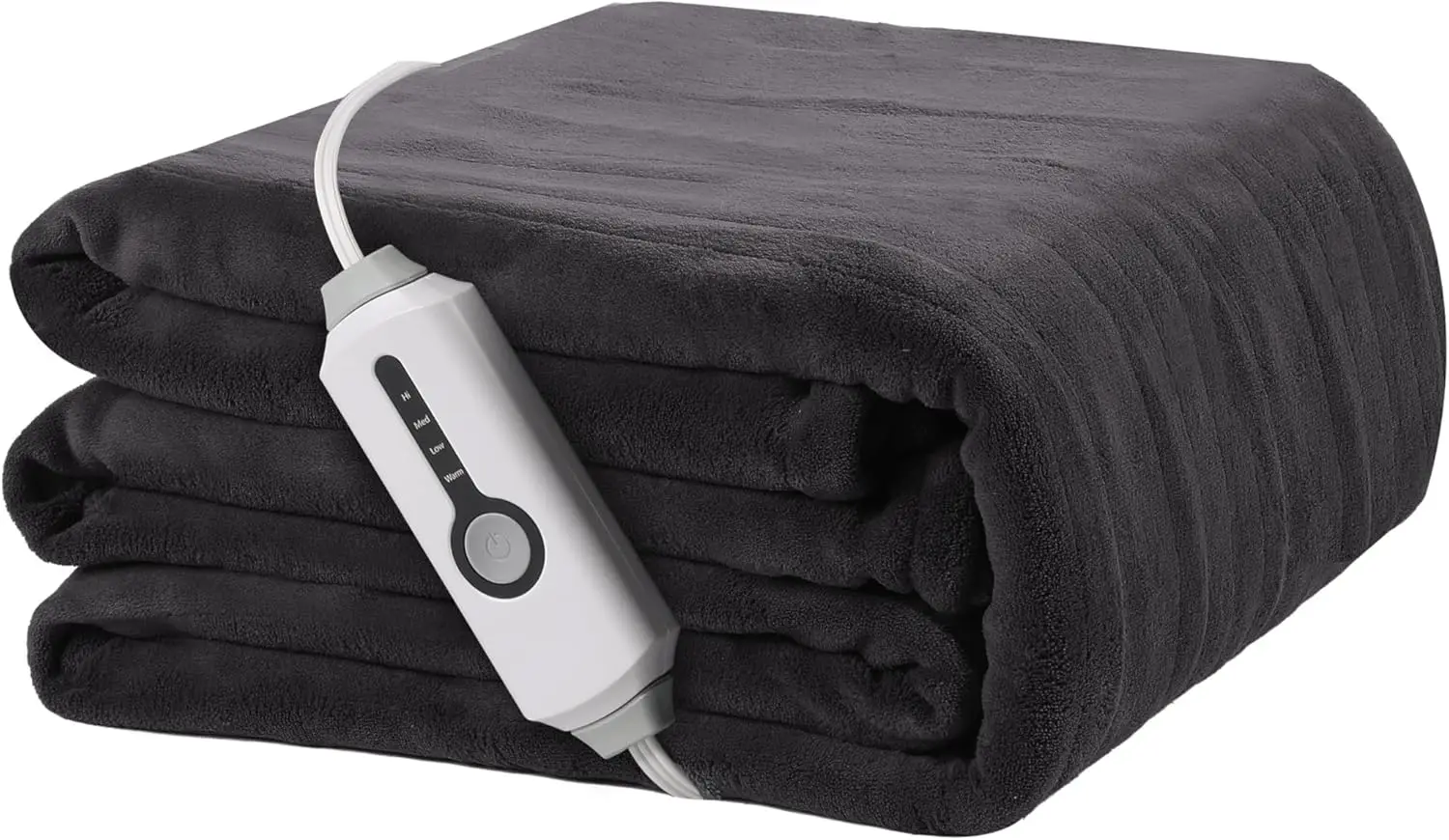 

Full Size Electric Heated Blanket, Soft Coral Fleece with 4 Heat Levels & Auto-Off, Machine Washable, Dark Gray