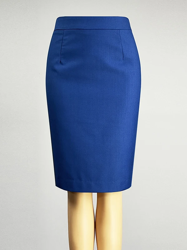 

Синяя утягивающая юбка с высокой талией, женская деловая профессиональная облегающая юбка прямого кроя, юбка средней длины на молнии