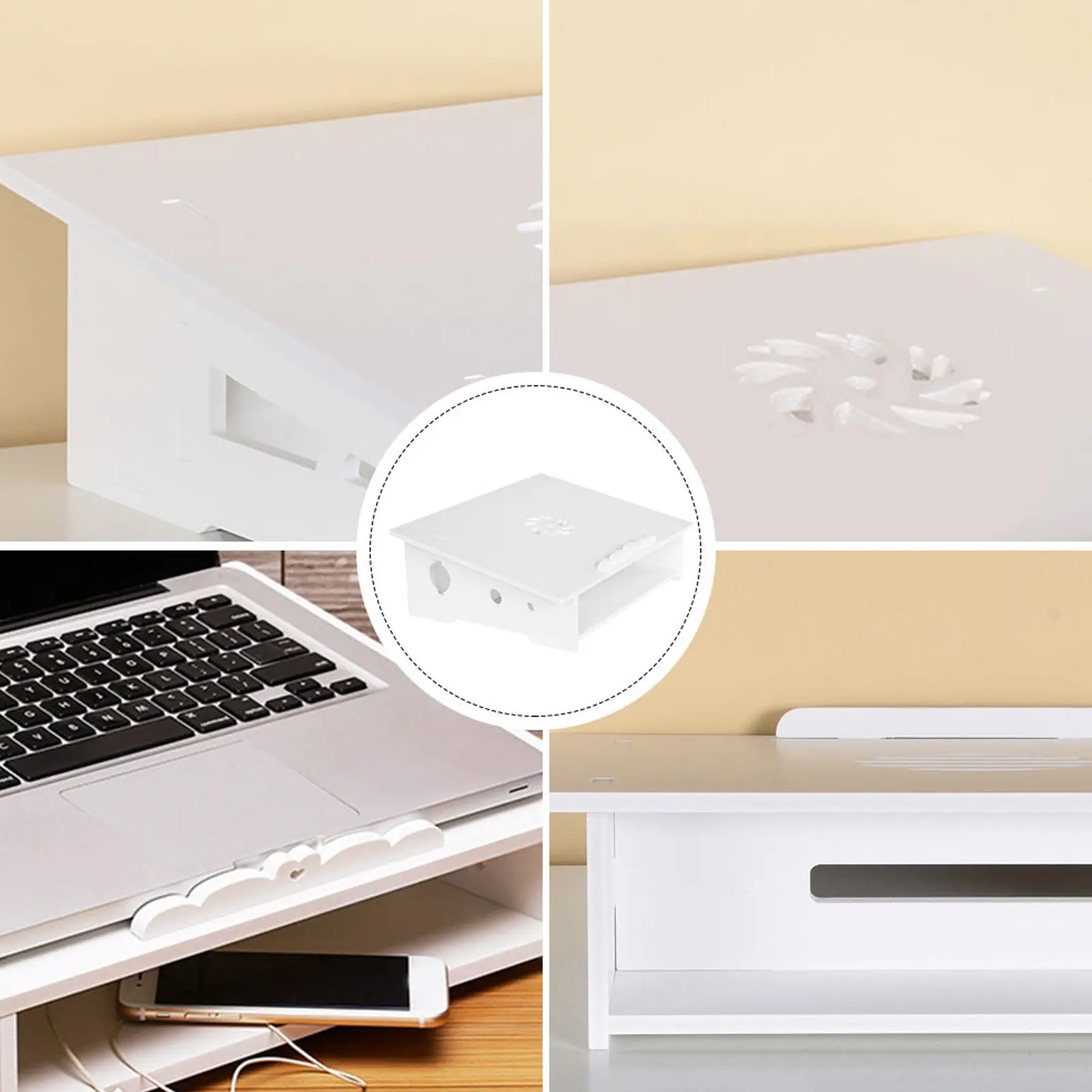 1Pcs Laptop Cooling Stand Elevated Holder with Display Storage Compartment Ergonomic Angle Support for Laptop Heat Reduction