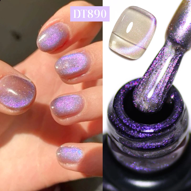 MEET ACROSS 7ml Aurora Cat Magnetic Gel Nail Polish For Nails Glitter Transparent Nail Art Gel Semi-Permanent Varnish Manicure