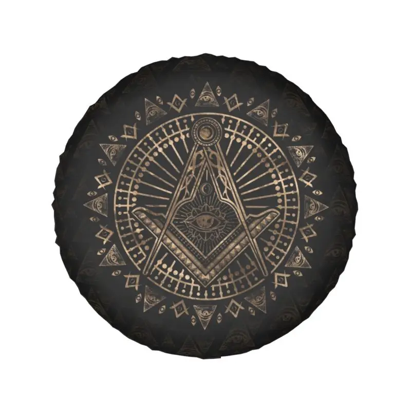 Masonic Freemasonry Symbol Spare Tire Cover for Jeep Toyota Mitsubishi Freemason 4WD 4x4 Wheel Protectors 14