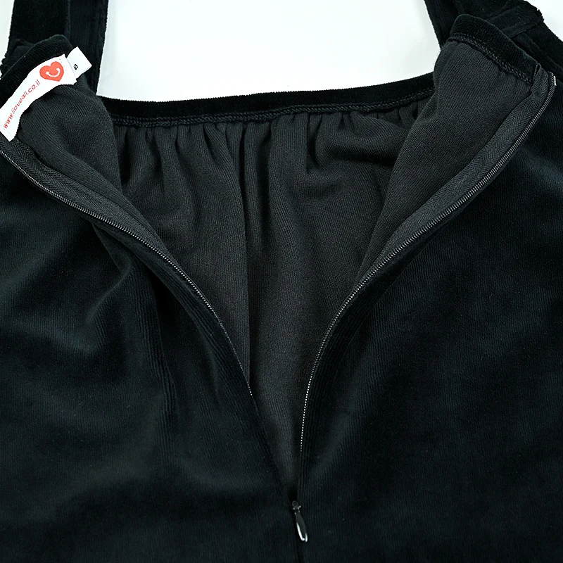 Ärmelloses Maxikleid für Teenager-Mädchen, Schwarz, Velours und geripptes Oberteil mit Stehkragen, bequeme Passform, lässiges Maxikleid, Größen XS-3XL – Detail 15