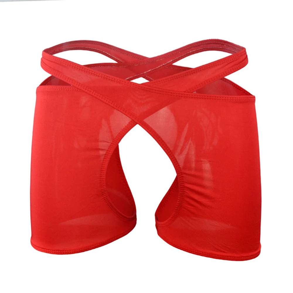 Open Crotch Underwear Hollow Out Eortic Panties Gay Man Sexy Cut Out  Underpants Cross Bandage Low Rise Shorts