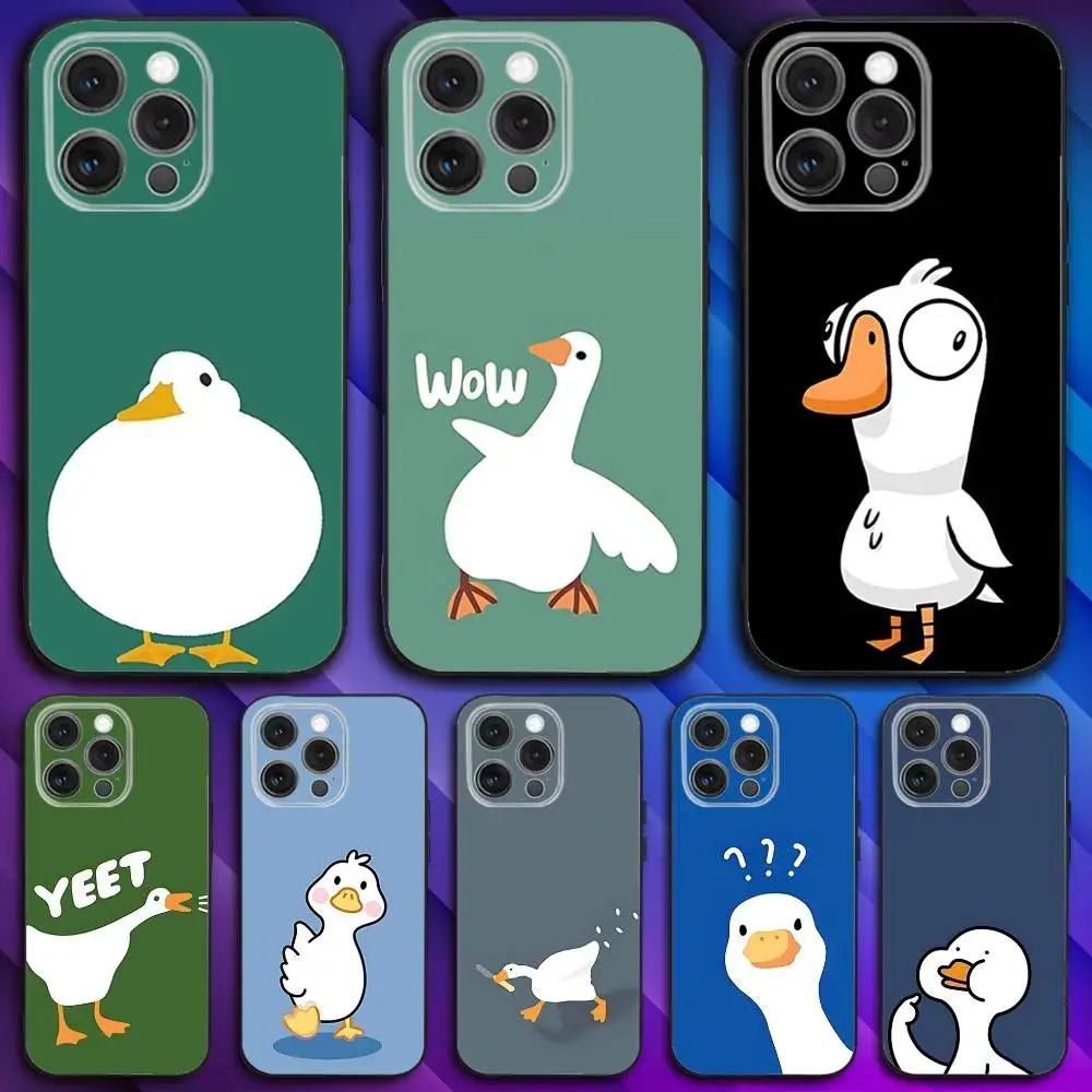 

Cartoon Duck Goose Game Phone Case For iPhone 16,15,14,13,12,11,Pro,Max,Plus,X,XS,SE4,E,Mini,Soft Black Case