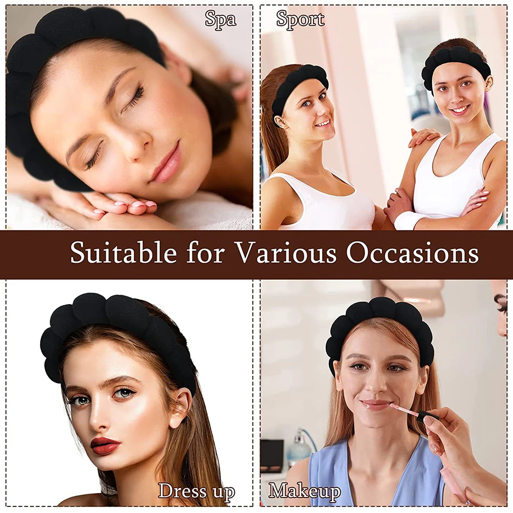 Wash Face Headband for Women Girls Puffy Hair Band Makeup Bubble Retro Terry Cloth Headbands Hair Accessories Headwear