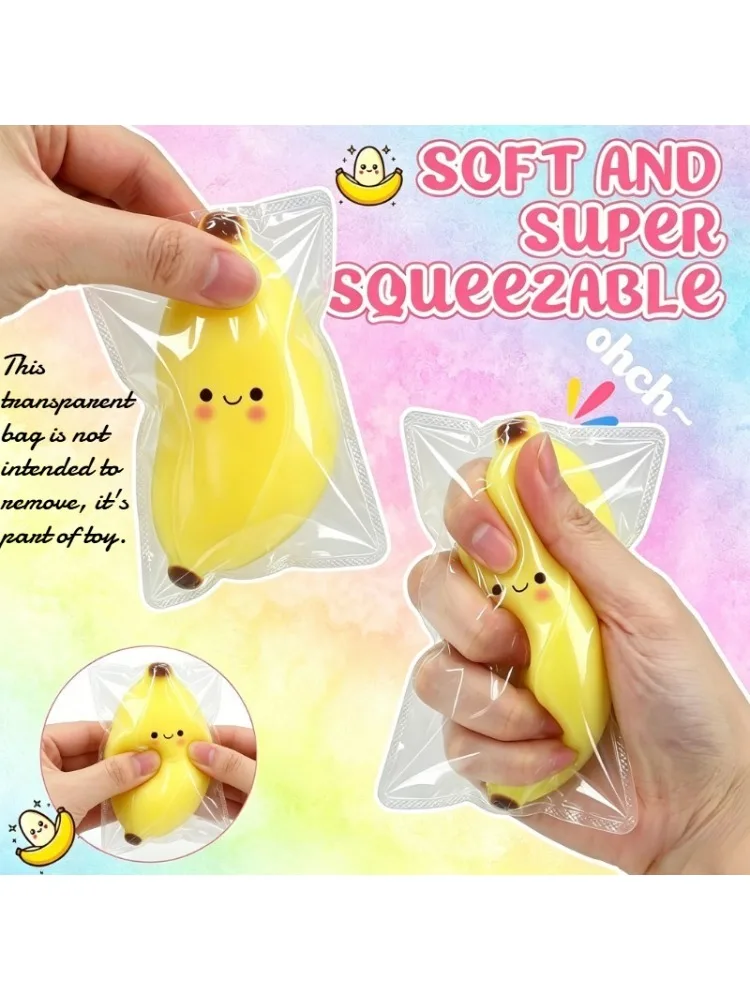 

Soft Banana Pinch Toy | Yellow Funny Smiley Expression Squeeze Toy | Chubby Banana Suitable for Tabletop Ornament Decoration | Office Stress Relief Toy Funny Trick Toy Pinch | Perfect Children's Day, Birthday Party Gifts and Other Holiday Gifts