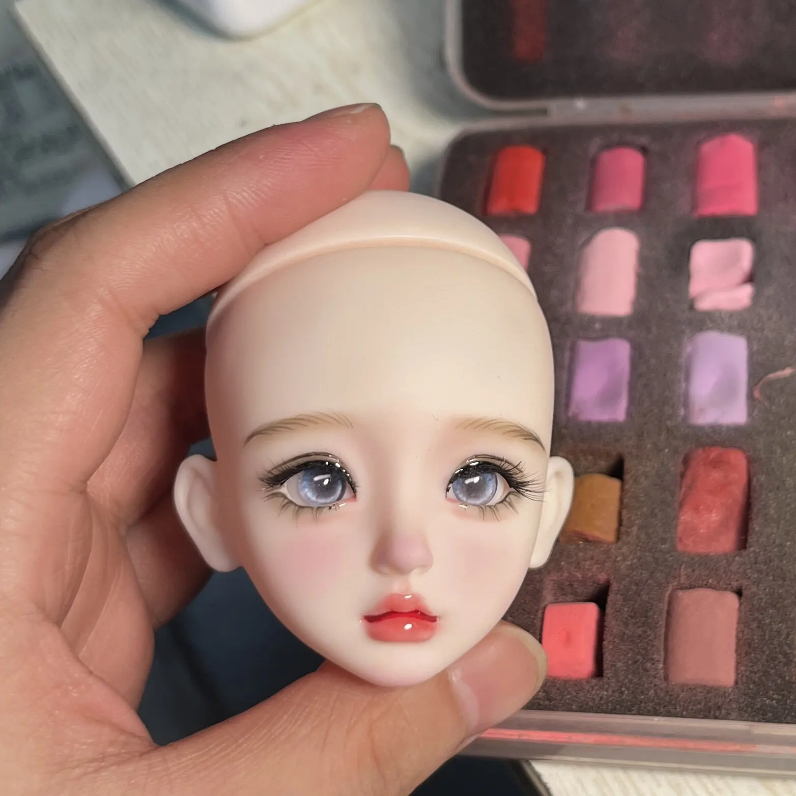 In Stock Hand Painted 1/6 Bjd Doll Head Finished Makeup Mjd Replacement Head, Removable Eyeballs Doll Parts