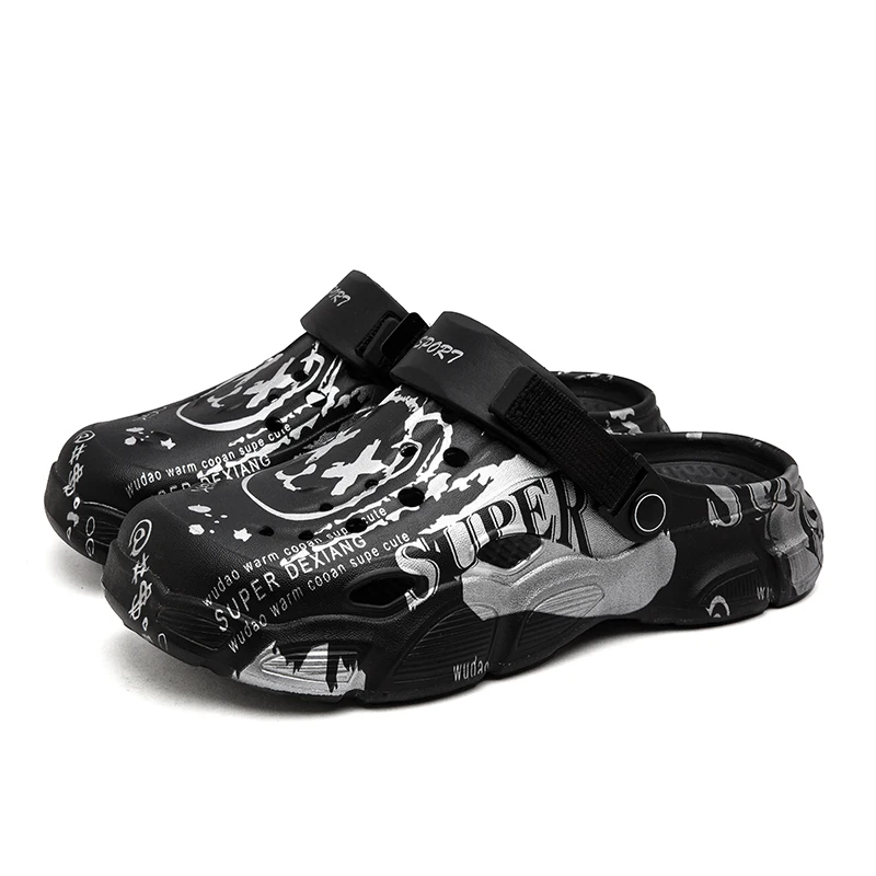 

Printed Clogs for Men, Summer Outdoor Wear, Non-Slip Thick-Soled Dual-Purpose Sandals, Men's Beach Toe-Toe Slippers