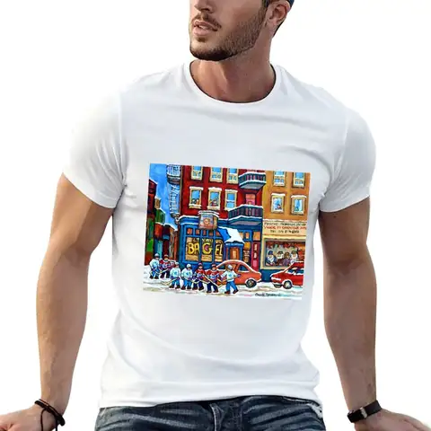 ST.VIATEUR BAGEL MONTREAL WINTER HOCKEY GAME T-Shirt man t shirts for men casual t shirts with prints T-Shirt