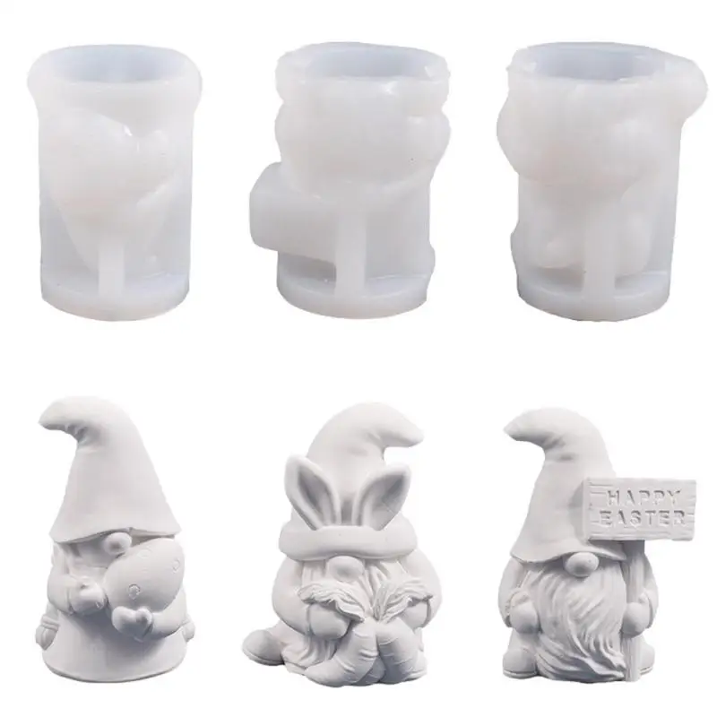 Gnome Candle Silicone Mould Easter Dwarf Plaster Silicone Mold Faceless Old Man Ornaments Mold for DIY Crafts Home Decor