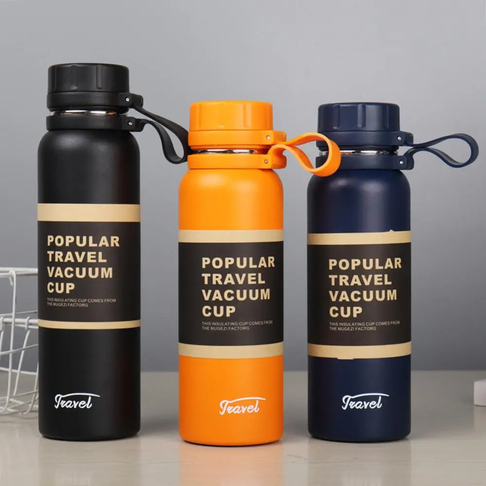 Kettle Large Capacity Portable Stainless Steel Silica Gel Camping Supplies Thermos Cup Durable Double-layer Sports Bottle