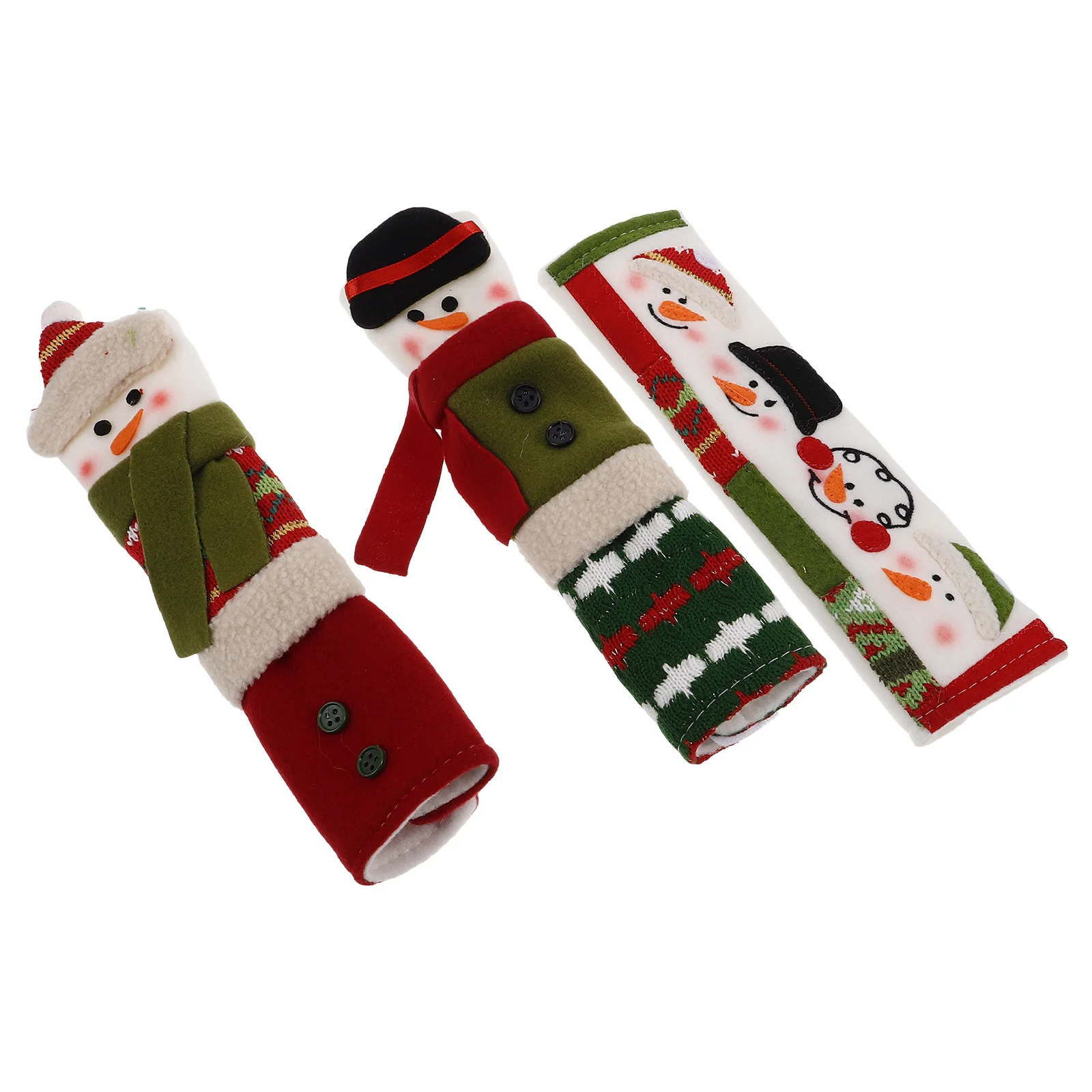 

3Pcs Refrigerator Door Handle Covers Festive Snowman Pattern Anti-Static Impact Resistant Kitchen Appliance Cover for Fridge