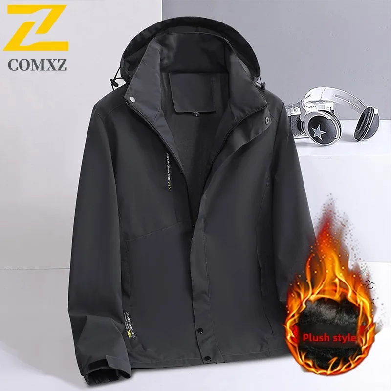 

Men's Winter Waterproof Jacket Windproof Hooded Outdoor Coat Thermal Lined Hiking Trekking Casual Parka Rainproof Fleece Lined