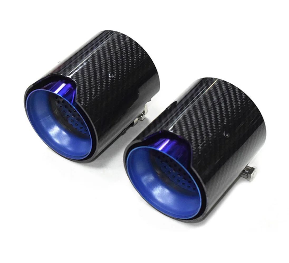 Burnt blue purple high quality carbon fiber exhaust tip refit fit for M2 M3 M4 F87 F80 F82 F83 tips Pipe one  piece