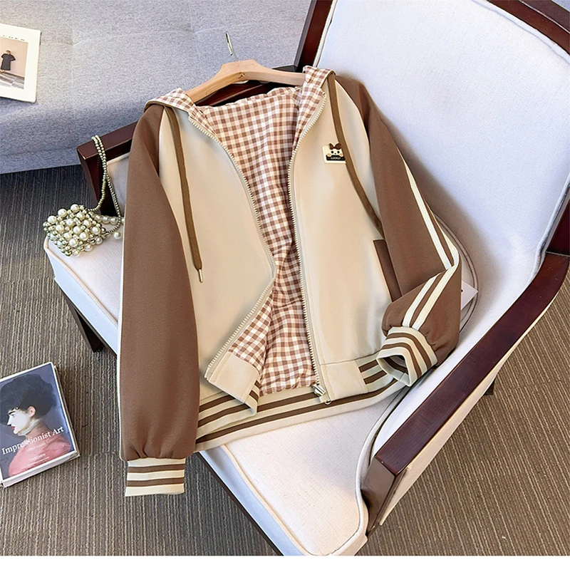 ITOOLIN جديد الكورية نمط فضفاض البلوز العصرية المرأة مقنعين سترة مفتوحة سترة معطف عكسها