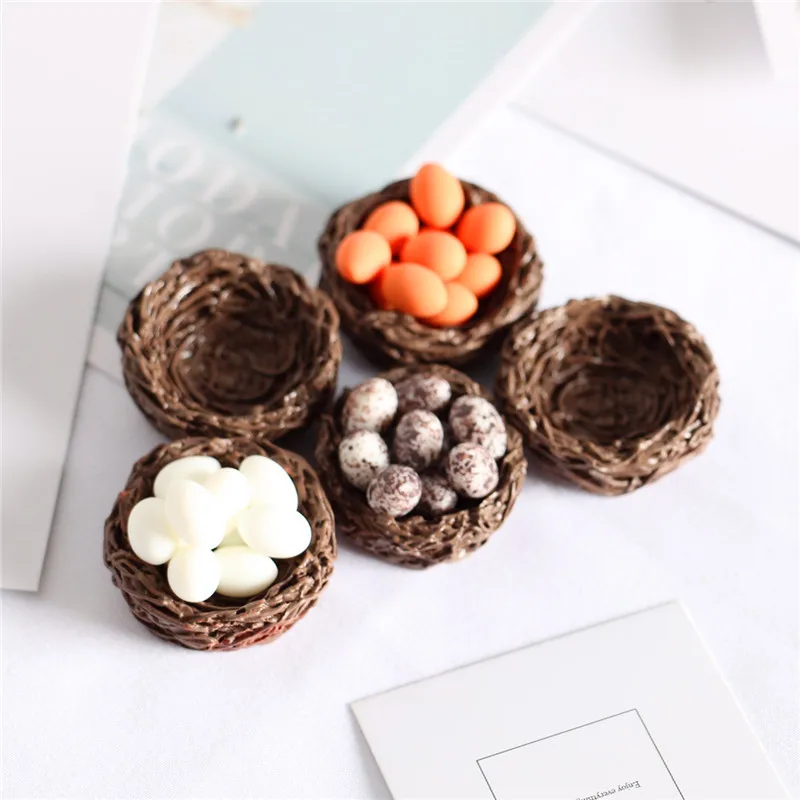 1set Dollhouse Mini Eggs Bird Nest Birdhouse Nest Model Simulation Nature Scene 1:12 Doll Accessories Home Decor Kitchen Scale