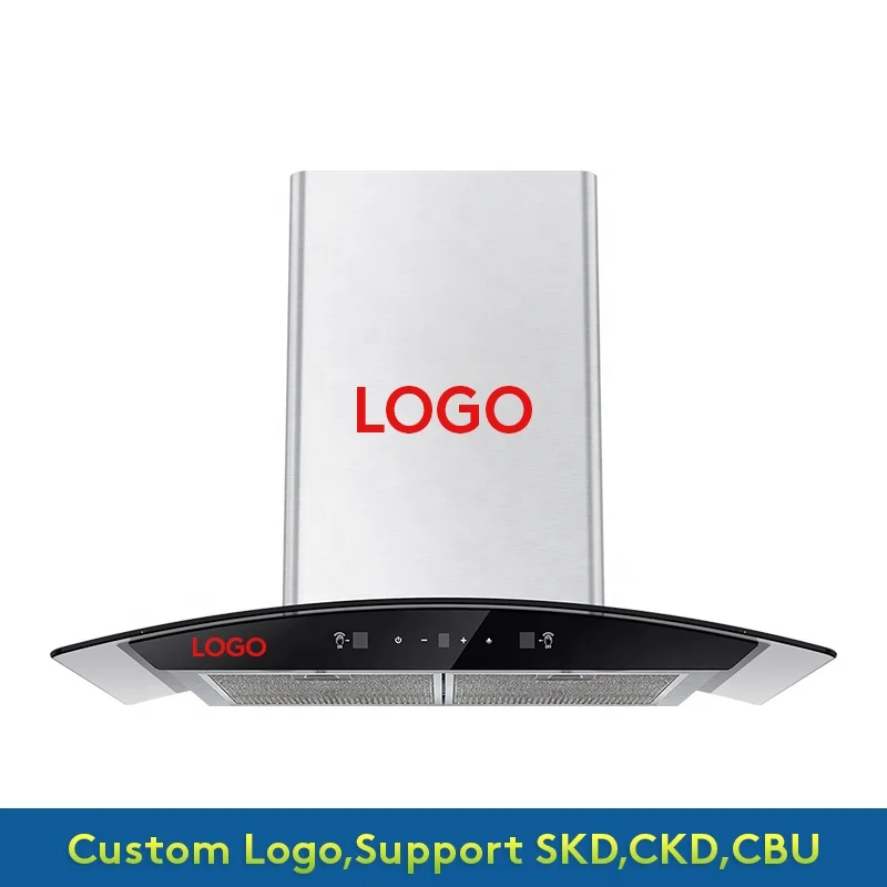 Push Buttons Hot Selling Restaurant Kitchen Hood Stainless Steel Range Hood Kitchen Exhaust Range Hood