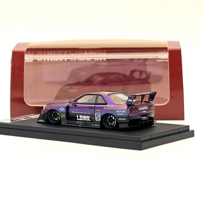Street Weapon&Time Micro 1/64 Car GT-R ER34 LBWK Wide Body Simulation Alloy Car Model