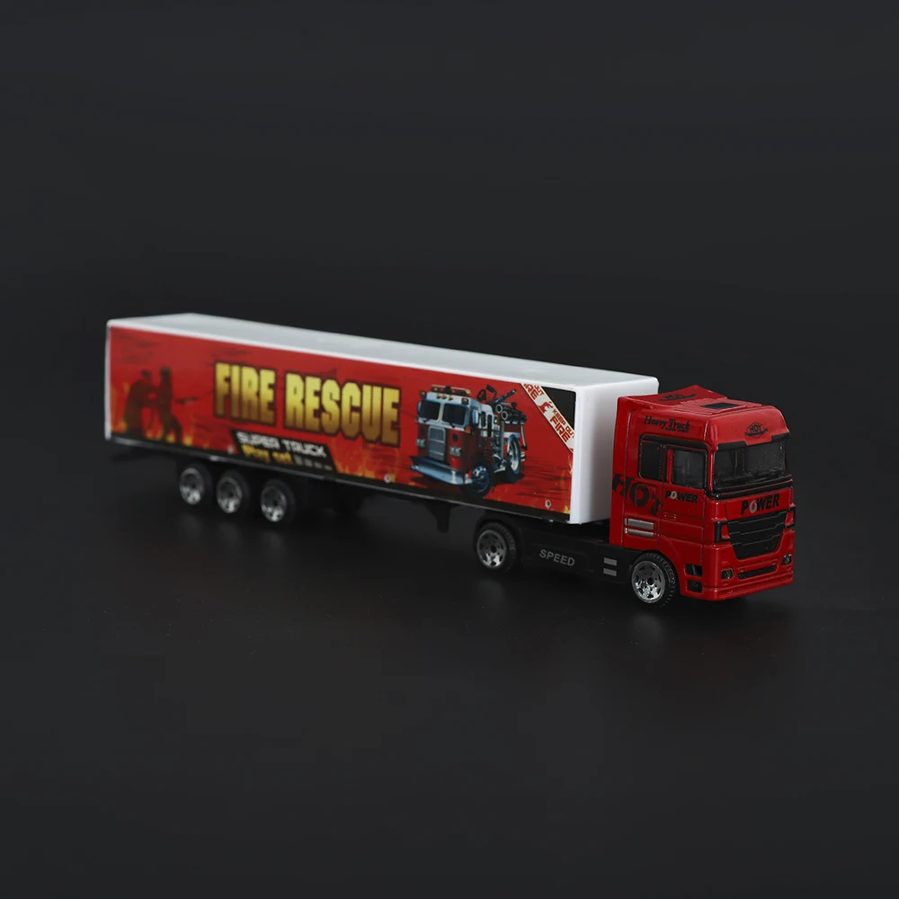 4pcs Ho Scale Simulation Transport Vehicle Model 1:87 Non-luminous Miniature Container Truck Alloy Plastic Cars Toys For Diorama