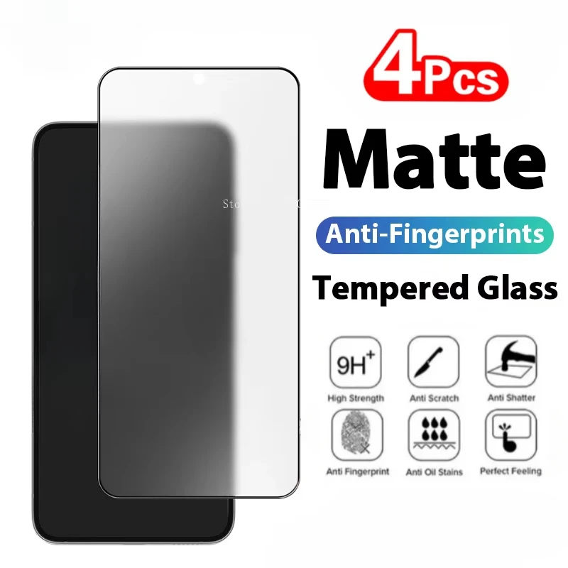 4Pcs Matte Screen Protector For Samsung Galaxy A15 A13 A25 A35 A34 A41 A53 5G Tempered Glass For Samsung A14 A32 A42 A52 A55 A73