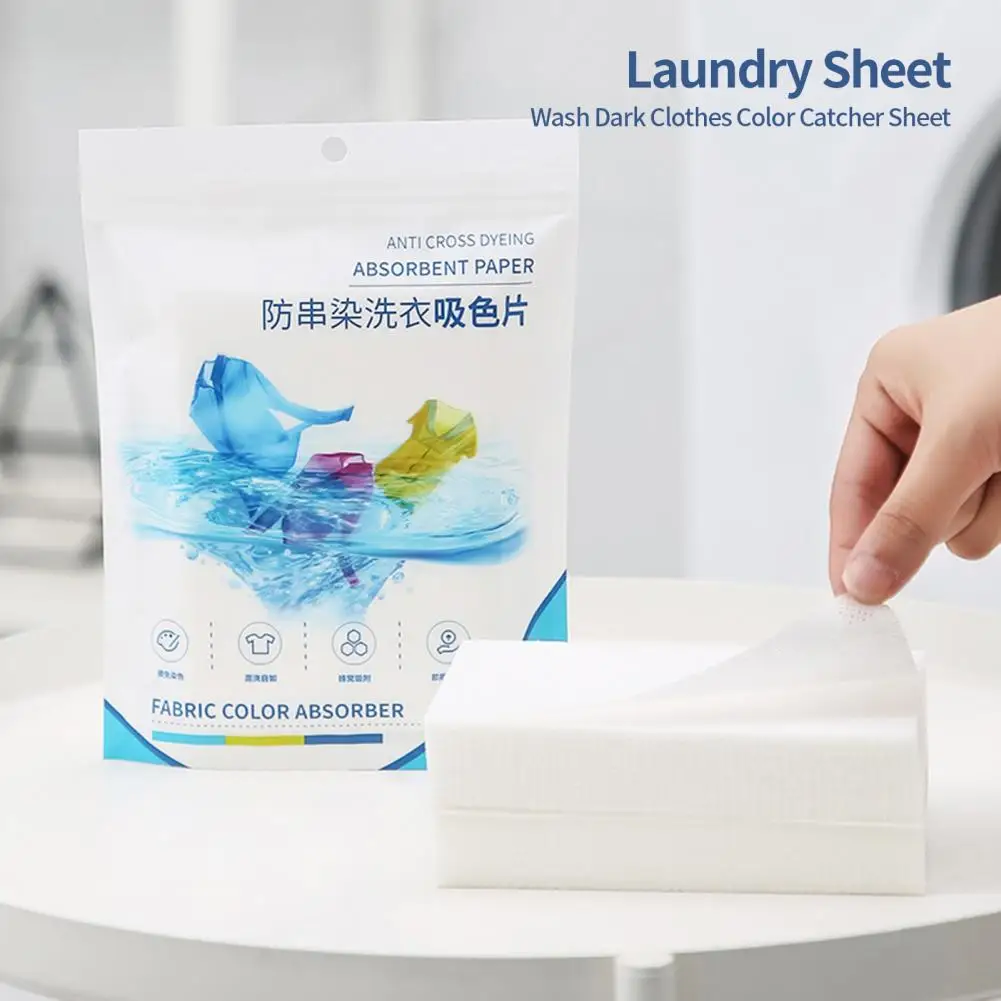 50 Pcs Laundry Sheet Honeycomb Structure Thickened Anti Cross Dying Absorbent Paper Wash Dark Clothes Color Catcher Sheet Home