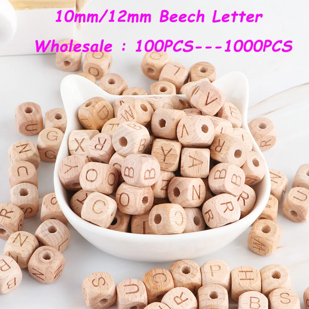 Wholesale 10/12MM Beech Wooden Alphabet Bead 100-1000Pcs DIY Bracelet Jewelry Making Handmade Accessories