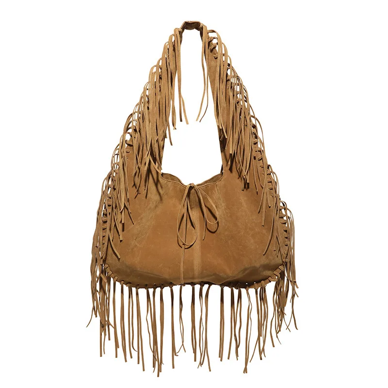 

​2025 Summer Boho Fringe Tote Bag - Adjustable Underarm Raffia Purse, Minimalist Beach Chic Lightweight Vacation Bag for Women​