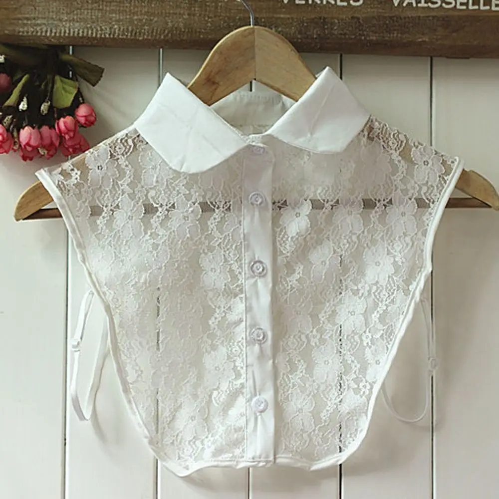 Detachable Lapel Shirt Fake Collar Fashion Solid Color False Blouse Neckwear Vintage Lace Lapel Blouse Top Clothing Accessories