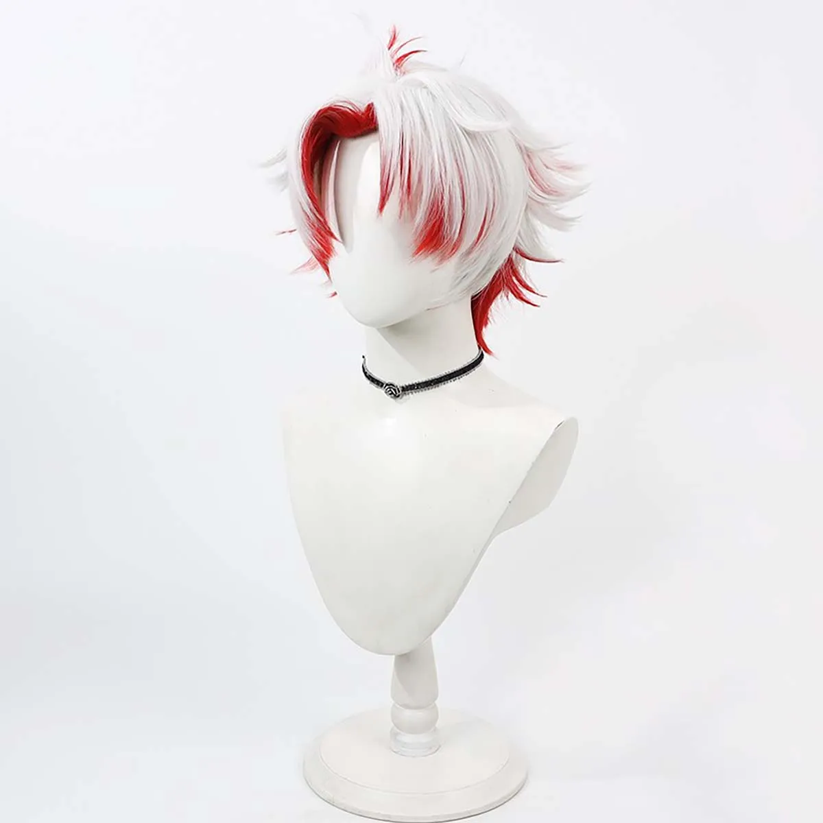 Mannen Game Wuthering Waves Litteken Cosplay Rood Wit Korte Hittebestendige Synthetische Haar Pruik