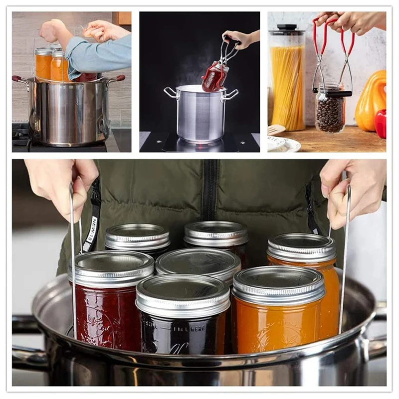 AA81-4 Pieces Canning Kit, 1PC Canning Rack+ 1PC Canning Jar Lifter Tong+ 2PC Canning Funnels, Canning Supplies Canning