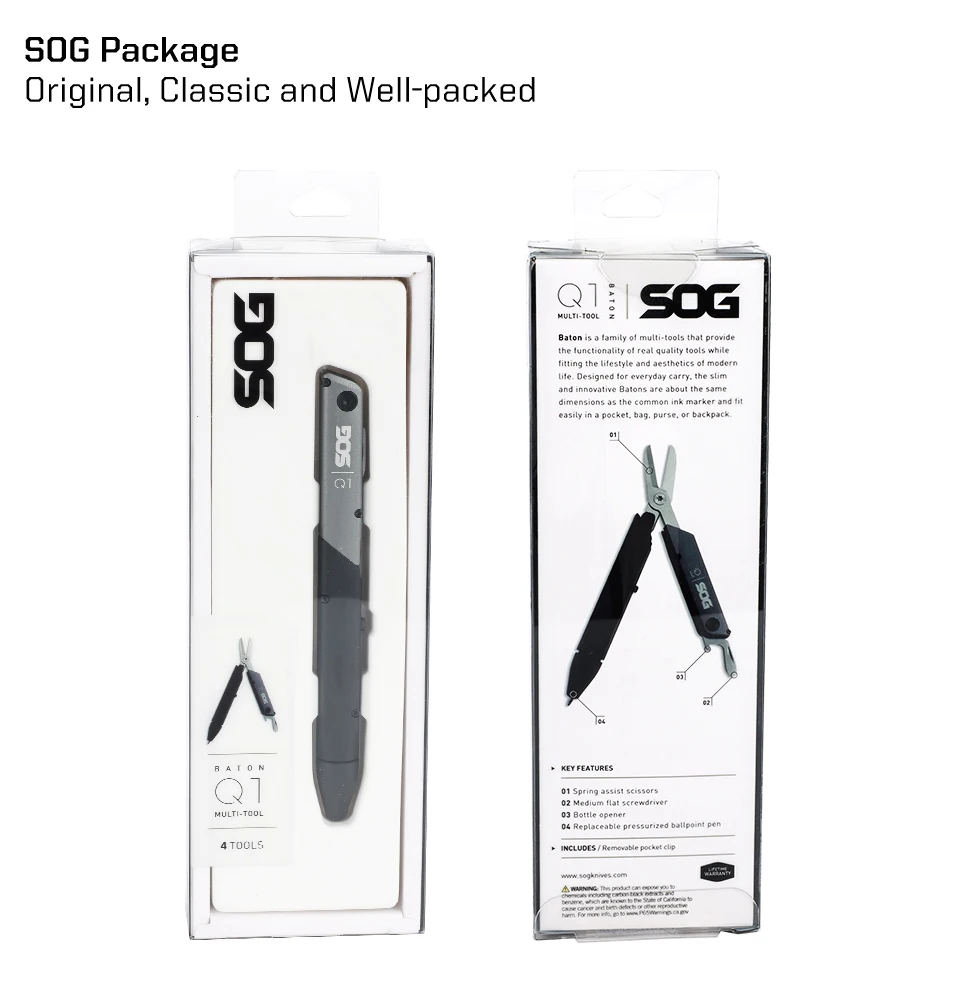 SOG 4-in-1 BATON Q1 Multi-Tool Klappschere EDC Taktischer Stift Multifunktionale tragbare Werkzeuge Taschenschraubendreher Flaschenöffner – Detail 18