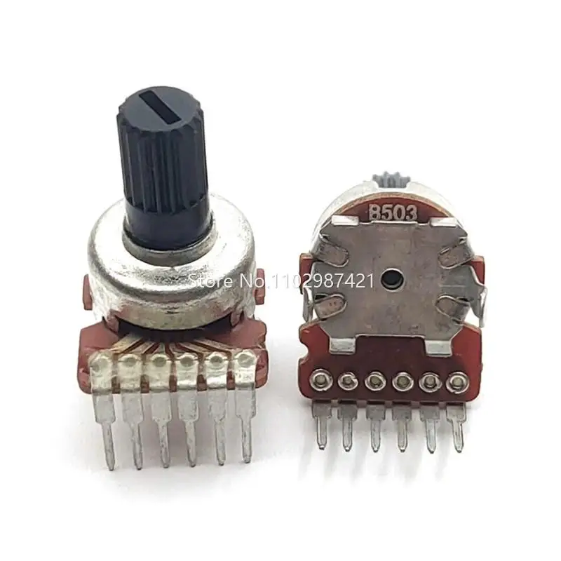 

4 шт., 121-тип, вертикальный двойной регулируемый потенциометр B10K B50K B503, 6 футов, переключатель регулировки громкости звука, цветочный вал 10 мм