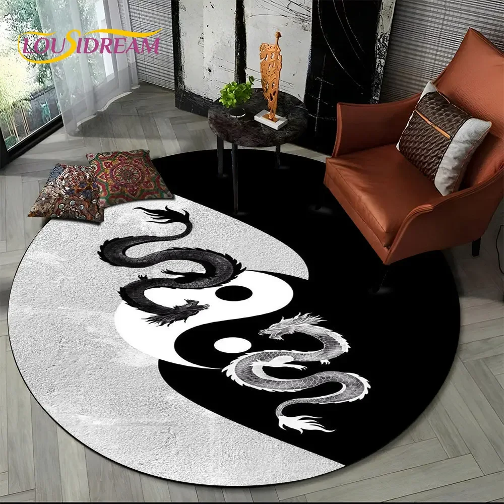

3D Chinese Tai Chi Bagua Yin Yang Round Area Rug,Carpet Rug for Living Room Bedroom Sofa Playroom Decor,kids Non-slip Floor Mat
