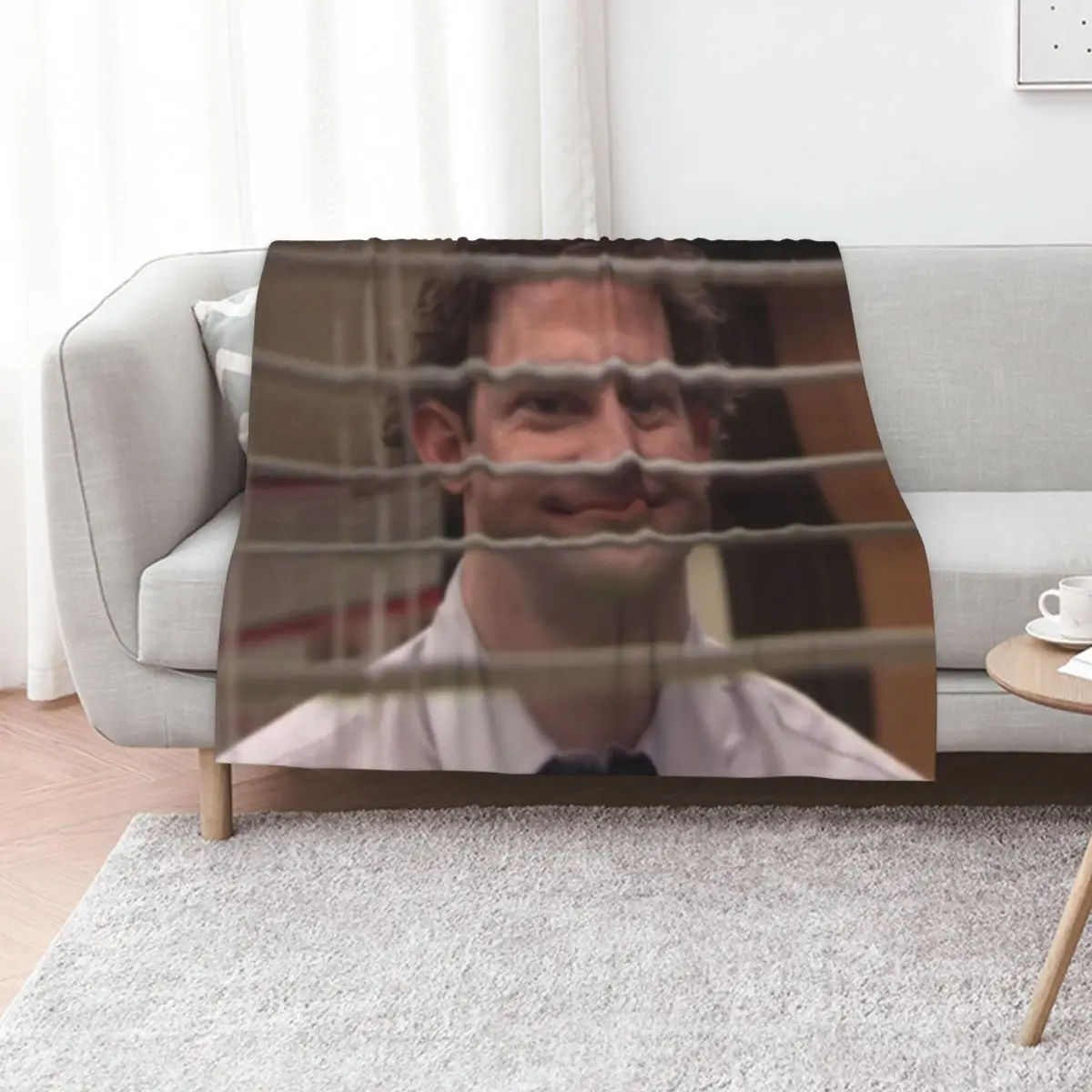 

Jim Halpert Looking Through the window - The Office Throw Blanket Flannels Loose Kid'S Blankets