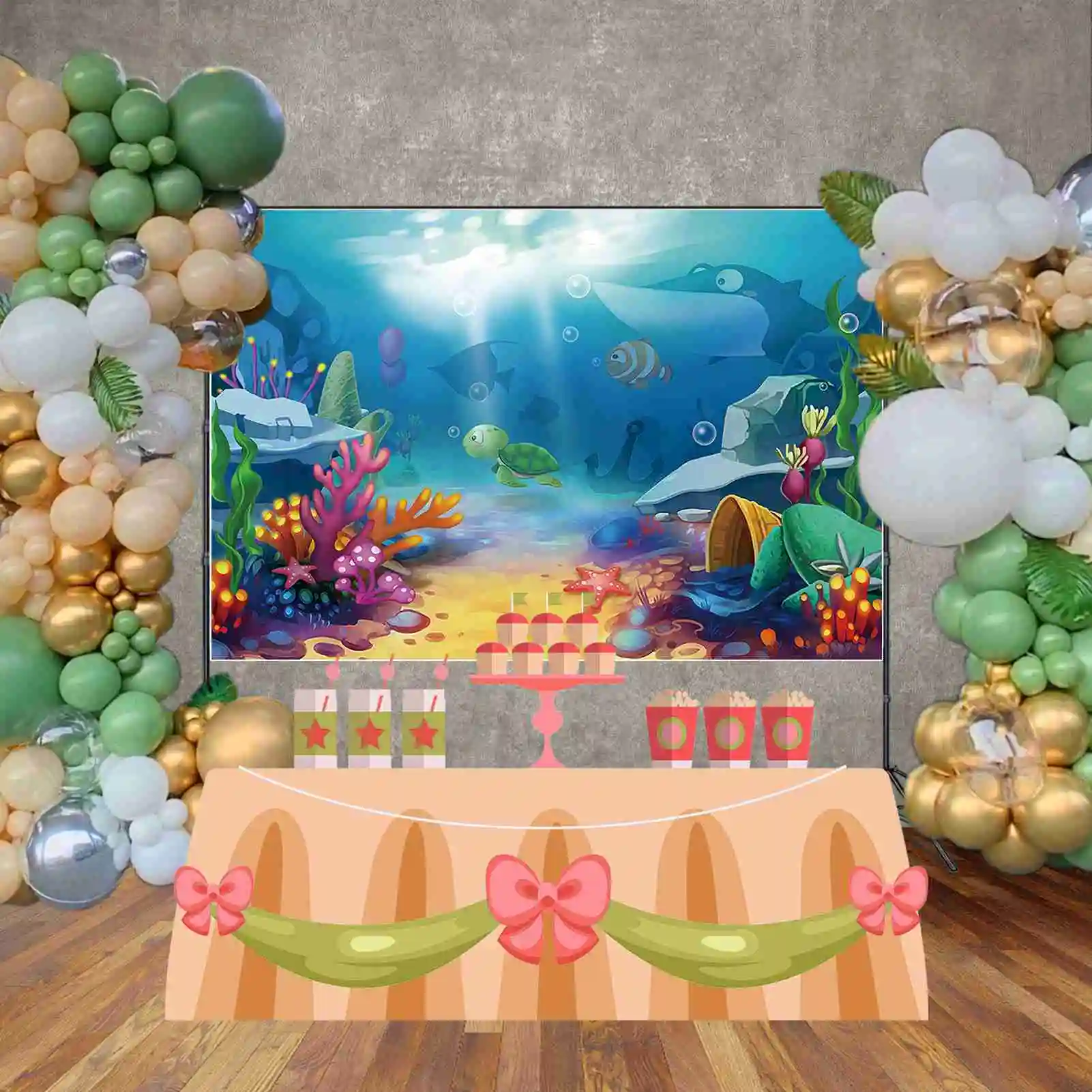 MOON.QG 해저 풍경 사진 배경, 신생아 아기 인어 파티 포토콜 배경, 사진 스튜디오 포토부스 소품