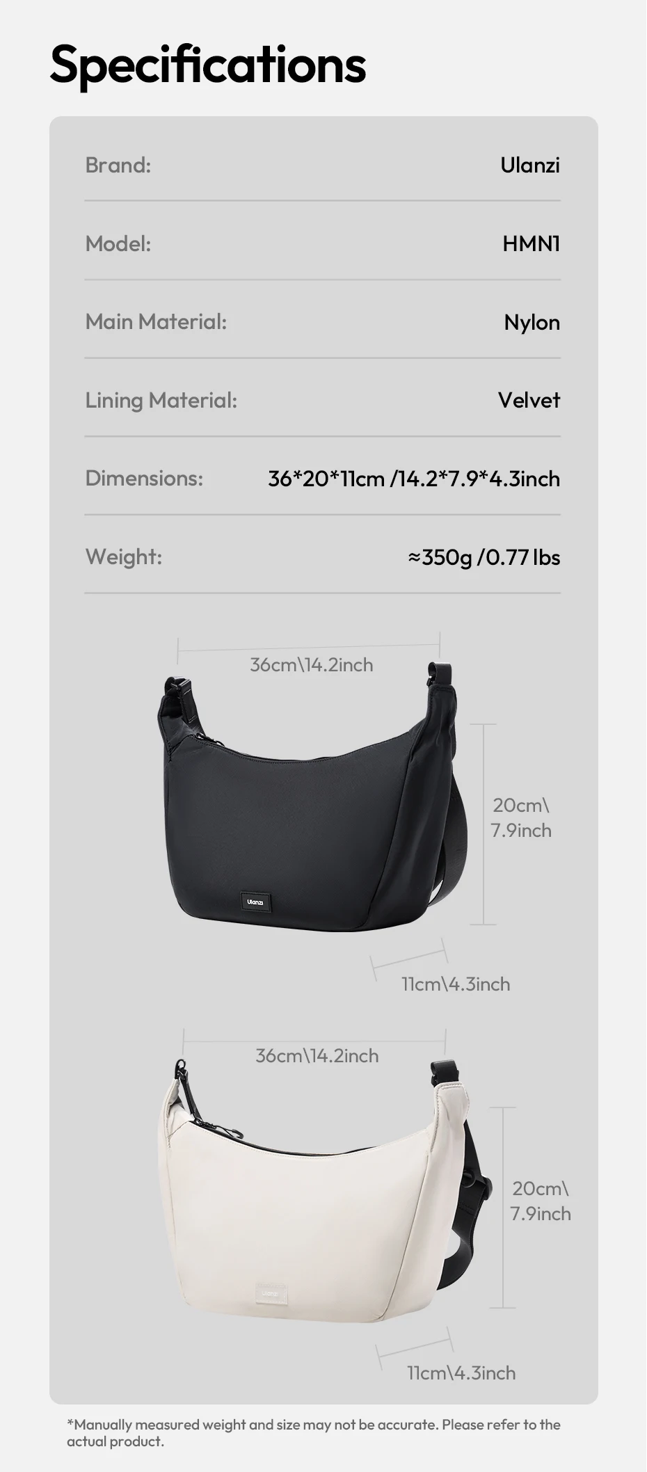 Ulanzi HMN1Lunar Sling Bag Reise-Schultertasche mit Trennwand, verstellbarer Riemen, Umhängetasche für Straßenfotografie, tägliches Pendeln – Detail 15