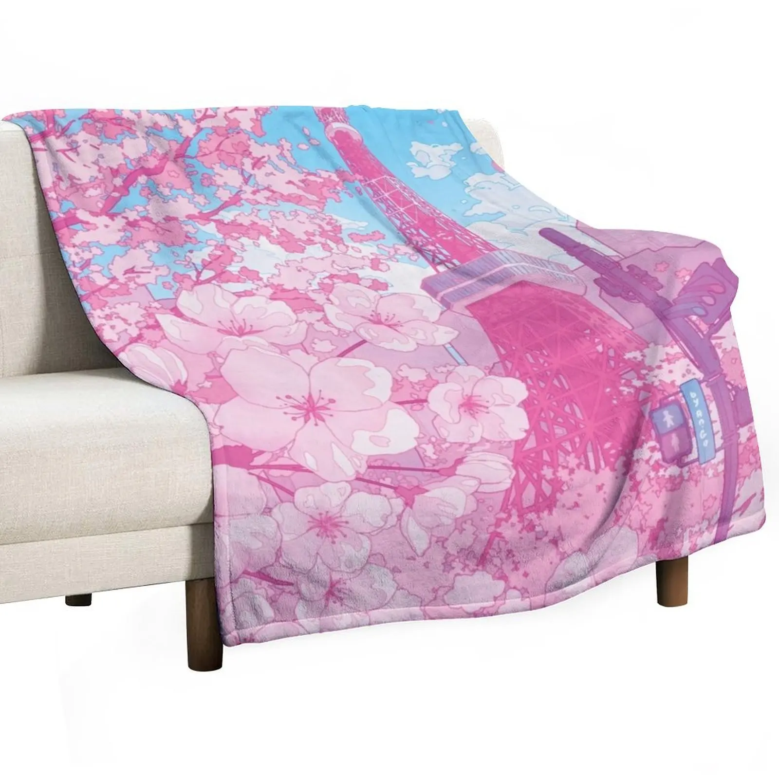 

Tokyo Tower & cherry blossom (Corrected Colors) Throw Blanket Beautifuls Sofa Blankets