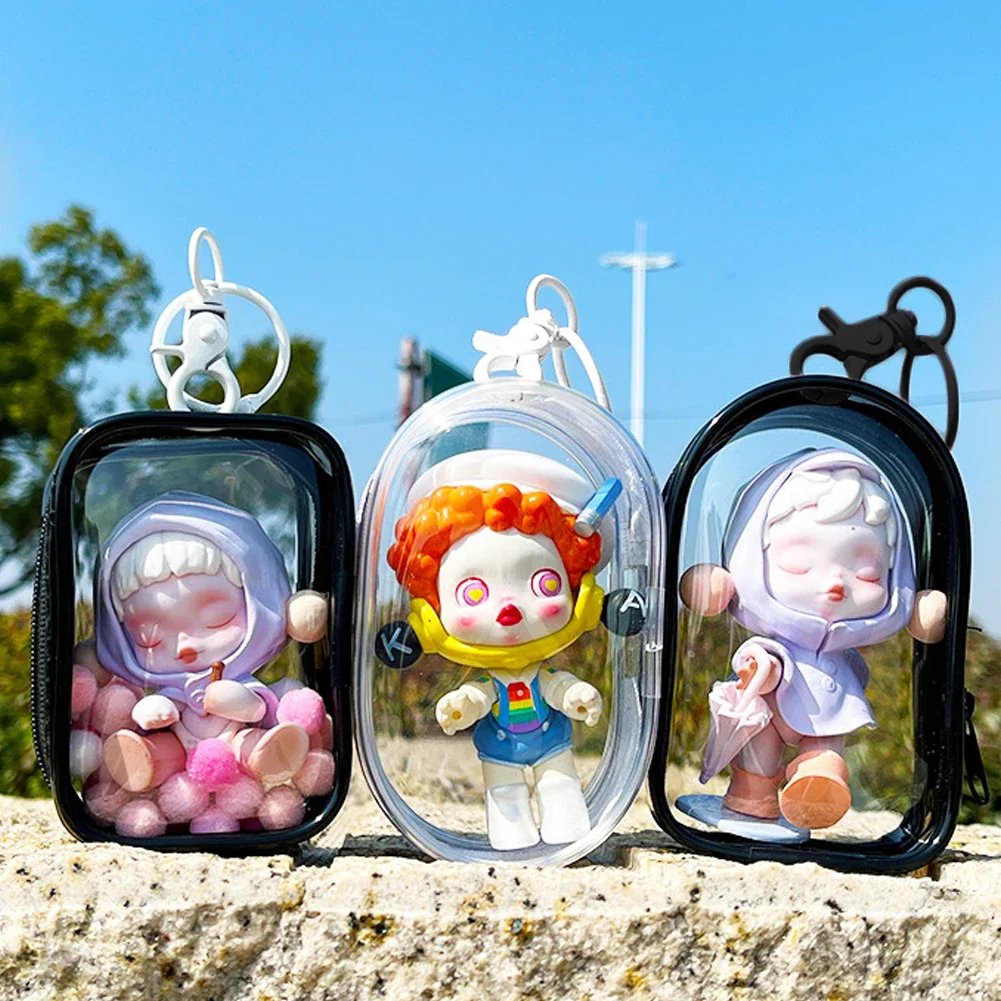 Jewelry Organizer Transparent Storage Box Pouch Mystery Box Plastic Box Cute Doll Bag Organization with Keychain Dustproof Case