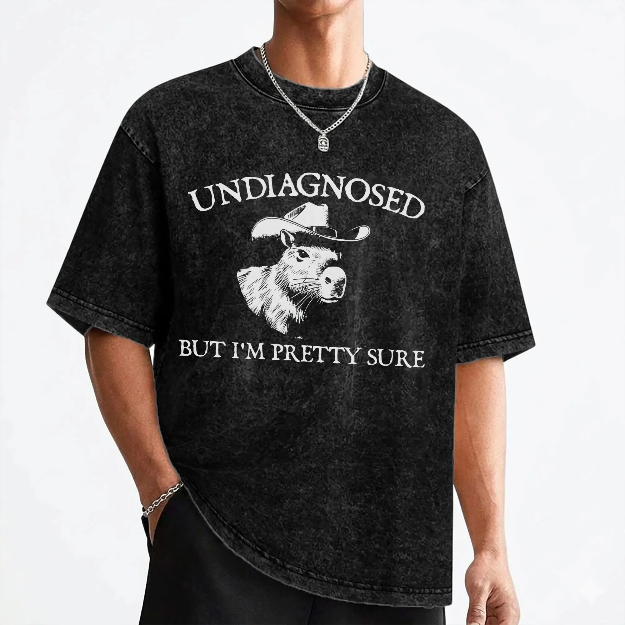 Undiagnosed But I'm Pretty Sure Washed T Shirt Streetwear Hip Hop Fashion T-Shirts  Tee Shirt for Men Women 100% Cotton Oversize