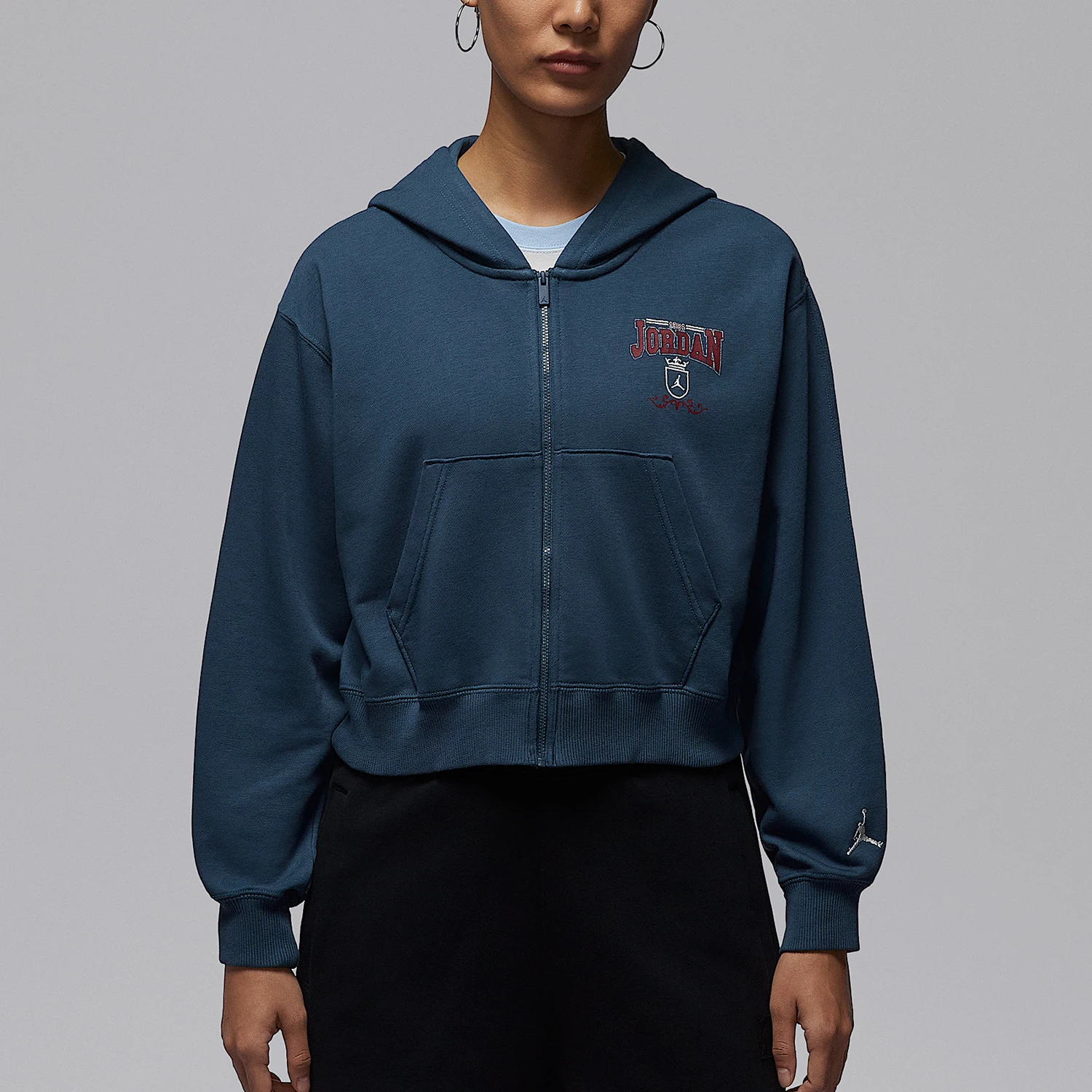 

Nike Authentic JORDAN Women's Hooded Knitted Loose Embroidered Jacket IO9536-479
