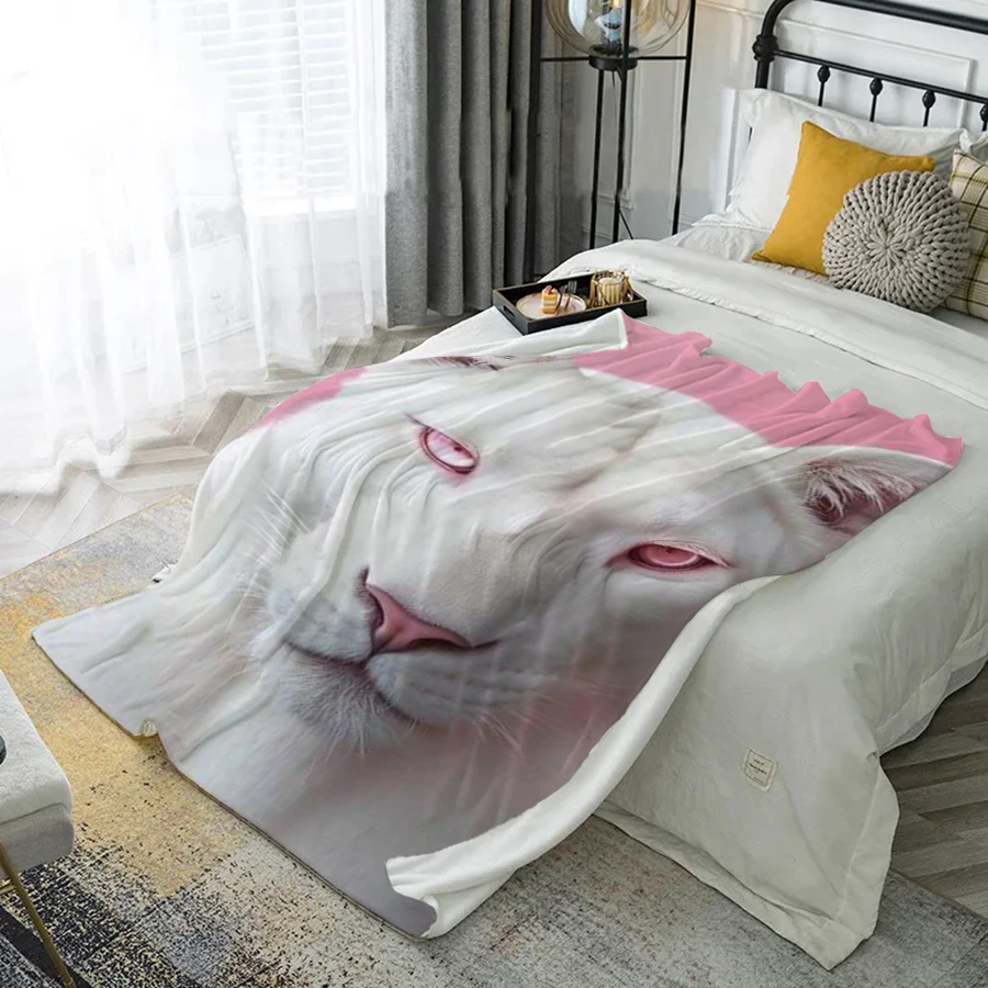 

Fierce Cat Print Microfiber Flannel Cover Blanket Bedroom Living Room Sofa Soft And Comfortable Home Decoration