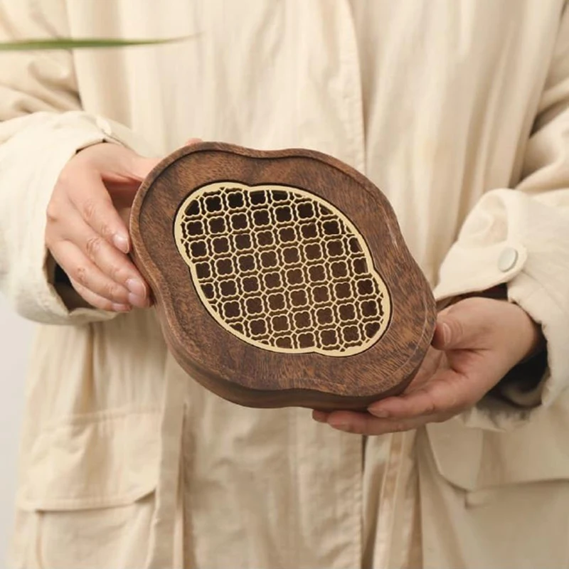 Mini Solid Wood Tea Tray Chinese Style Retro Water Storage Pot Holder Portable Outdoor Travel Small Dry Bubble Tea Table Durable