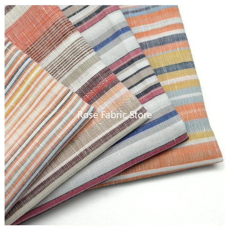 1 Meter Cotton Linen Yarn Dyed Striped Plaid Woven Fabric For Sewing Shirt Blouse Dress Sold By The Meter