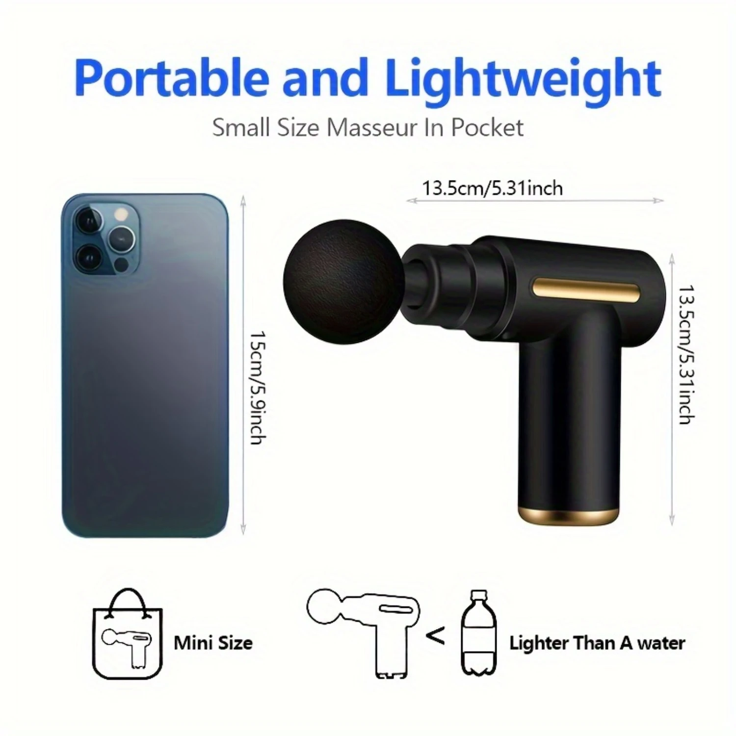 Ultra-Quiet Portable  Massage Gun With 6 Speeds - Rechargeable, Handheld Muscle Relief Device For Fatigue Reduction