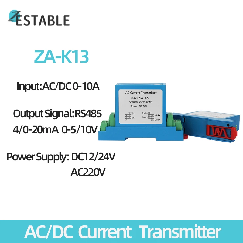 AC DC 0-10A Current Transmitter Transducer 4-20mA 5V 10V Output DC24V Power Supply Current Sensor